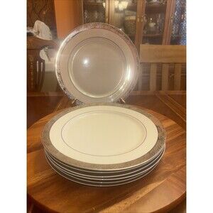 Vintage Chatham Fine China Platinum Rimmed  Dinner Plates. A Set Of 7